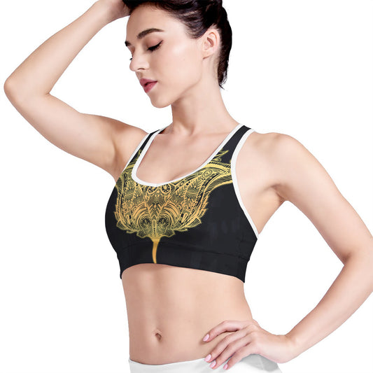 Golden Spiritual Stingray Print Women's Sports Bra
