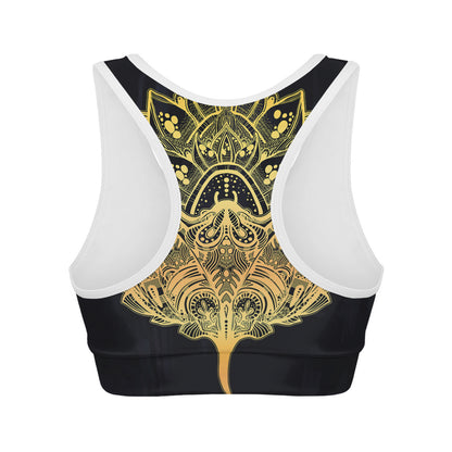 Golden Spiritual Stingray Print Women's Sports Bra