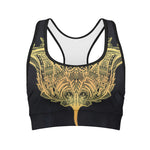 Golden Spiritual Stingray Print Women's Sports Bra