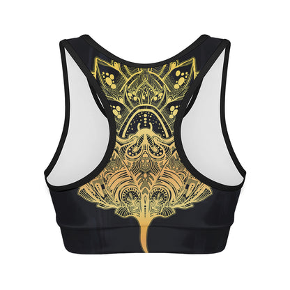 Golden Spiritual Stingray Print Women's Sports Bra