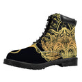 Golden Spiritual Stingray Print Padded Collar Lace Up Boots
