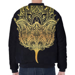 Golden Spiritual Stingray Print Zip Sleeve Bomber Jacket