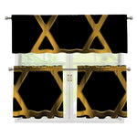 Golden Star of David Print 3 Piece Kitchen Curtains