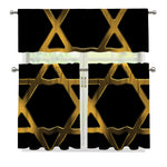 Golden Star of David Print 3 Piece Kitchen Curtains