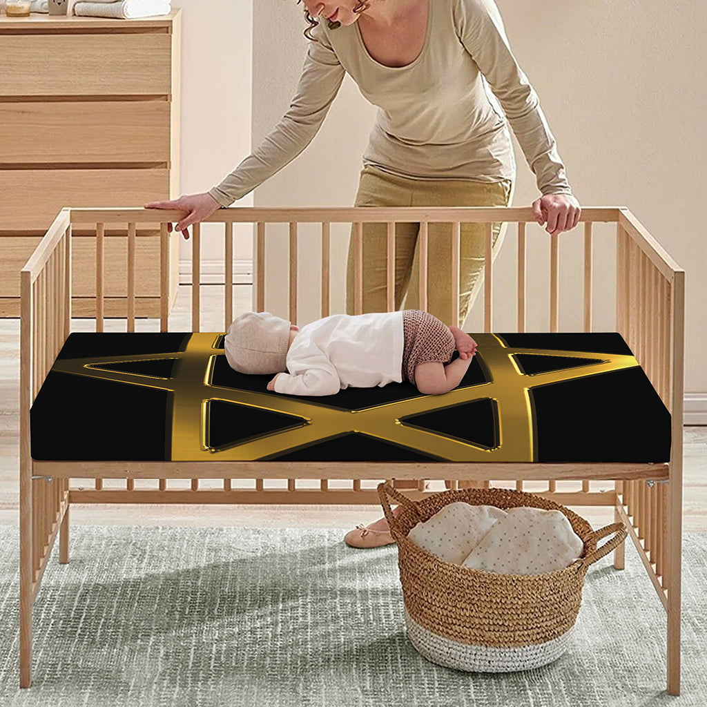 Golden Star of David Print Baby Crib Sheet