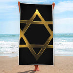 Golden Star of David Print Beach Towel