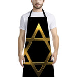 Golden Star of David Print Bib Apron With Pocket