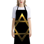 Golden Star of David Print Bib Apron With Pocket