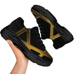 Golden Star of David Print Black Chunky Shoes
