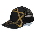 Golden Star of David Print Black Mesh Trucker Cap