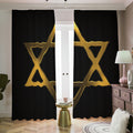 Golden Star of David Print Dimout Pencil Pleat Curtains