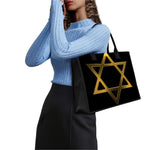 Golden Star of David Print Canvas Tote Bag