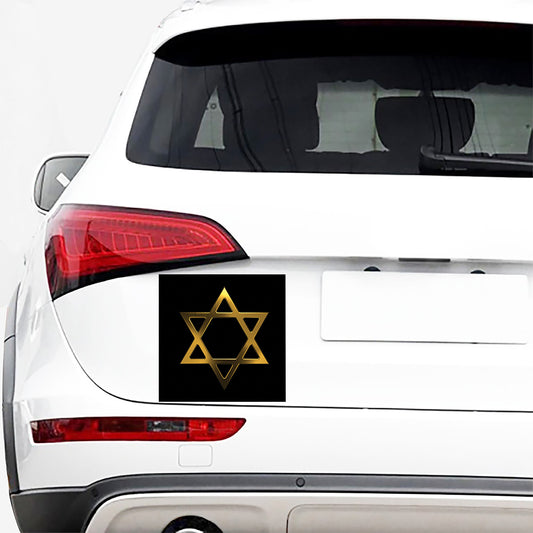 Golden Star of David Print Car Sticker