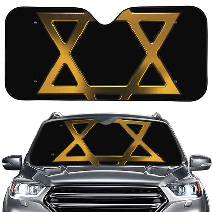 Golden Star of David Print Car Windshield Sun Shade