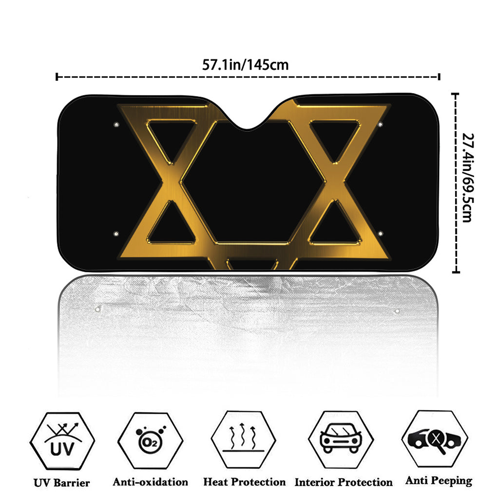 Golden Star of David Print Car Windshield Sun Shade