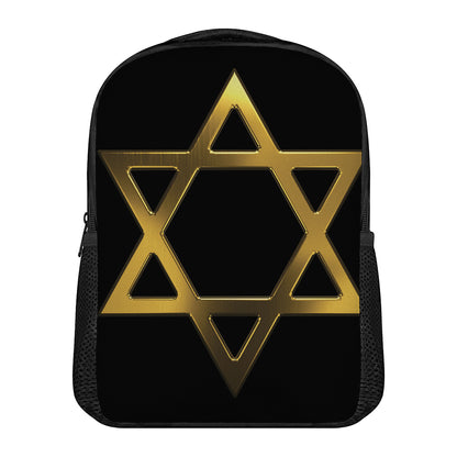Golden Star of David Print Casual Backpack