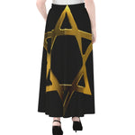 Golden Star of David Print Chiffon Maxi Skirt