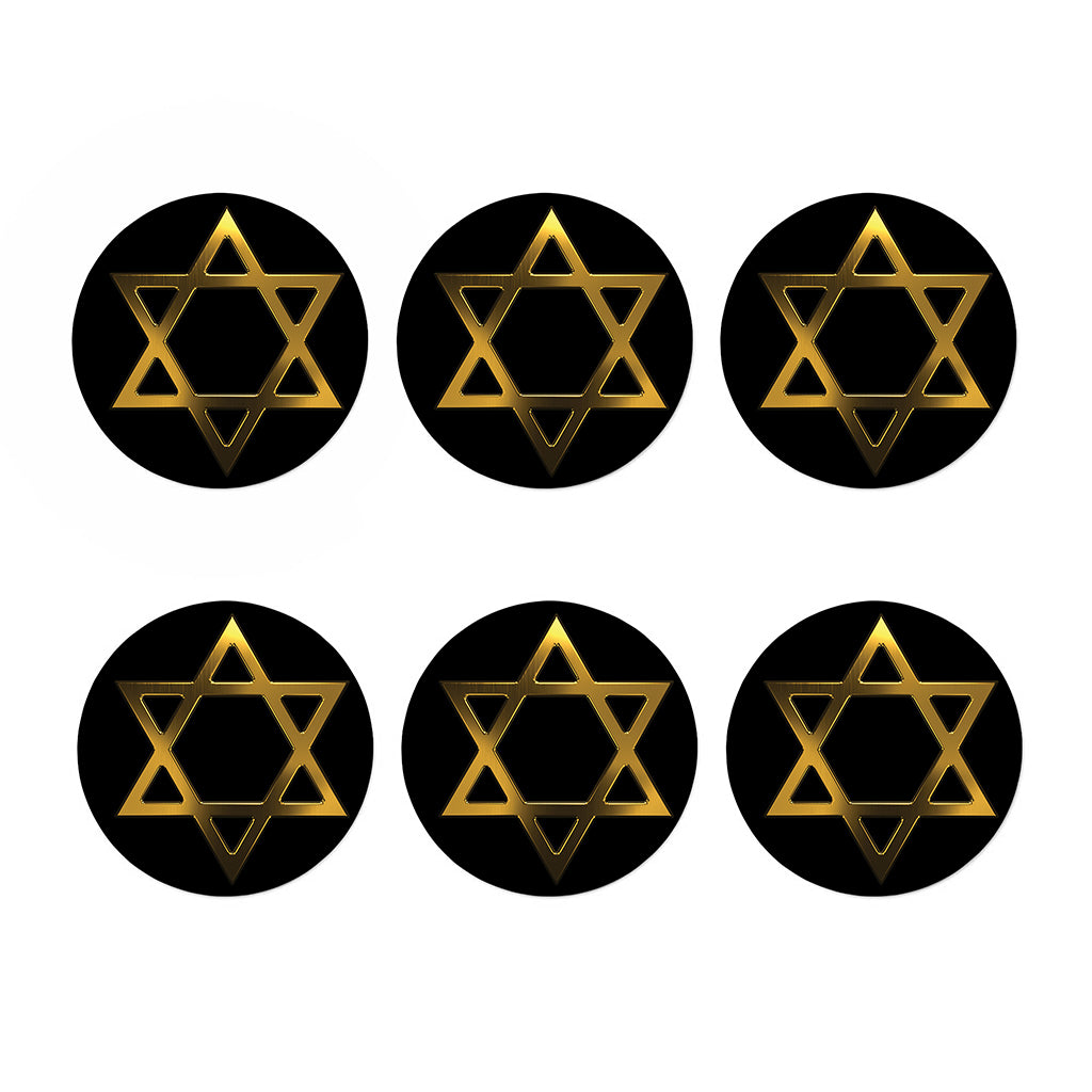 Golden Star of David Print Coaster Set