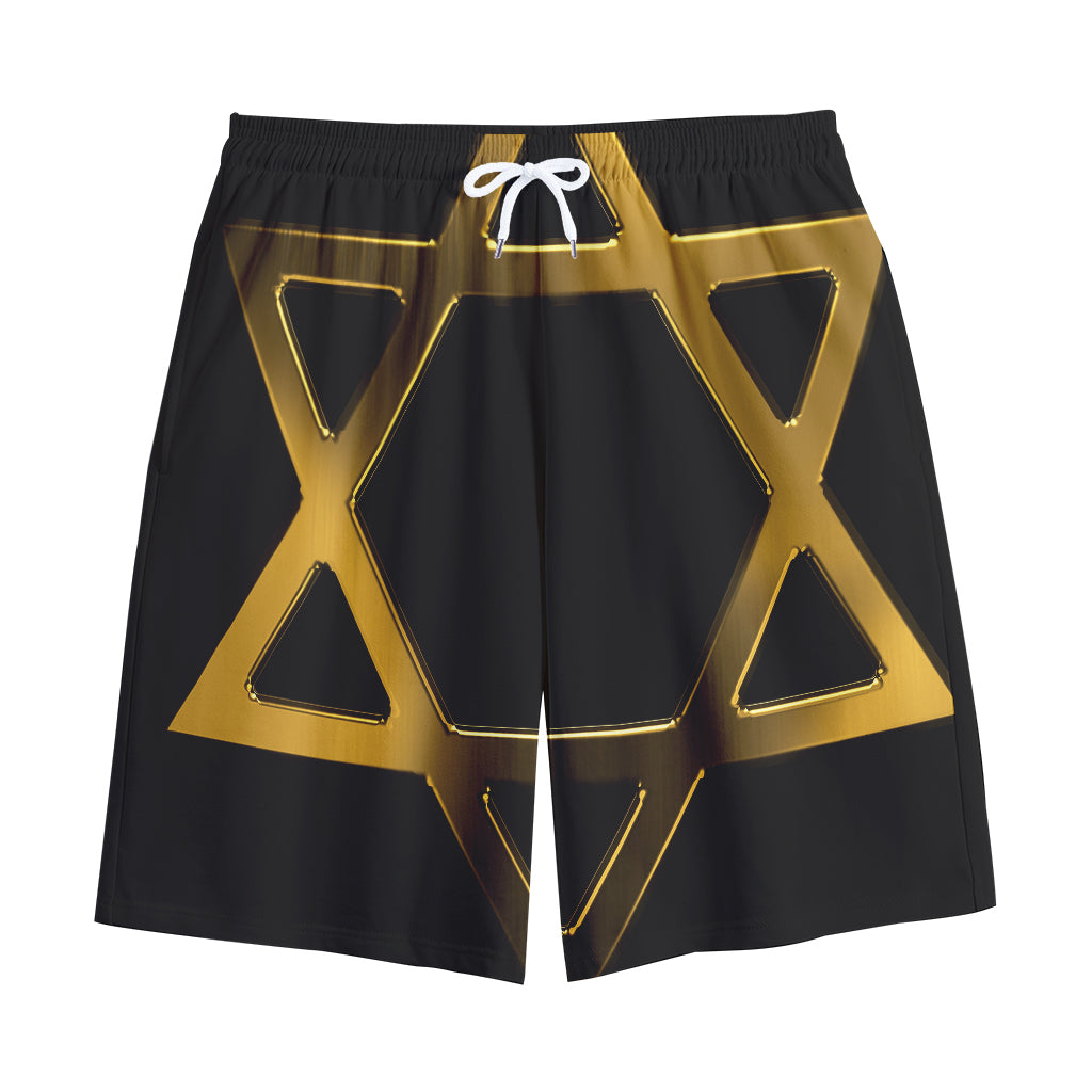 Golden Star of David Print Cotton Shorts