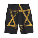 Golden Star of David Print Cotton Shorts