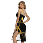 Golden Star of David Print Cross Back Cami Dress