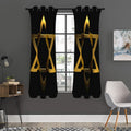 Golden Star of David Print Grommet Curtain Panels