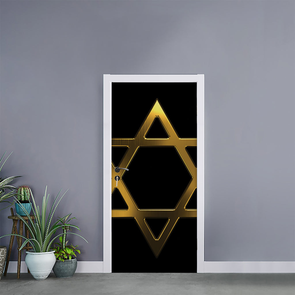 Golden Star of David Print Door Sticker