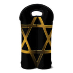 Golden Star of David Print Double Neoprene Wine Tote