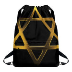 Golden Star of David Print Drawstring Backpack