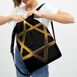 Golden Star of David Print Drawstring Backpack