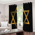 Golden Star of David Print Extra Wide Grommet Curtains