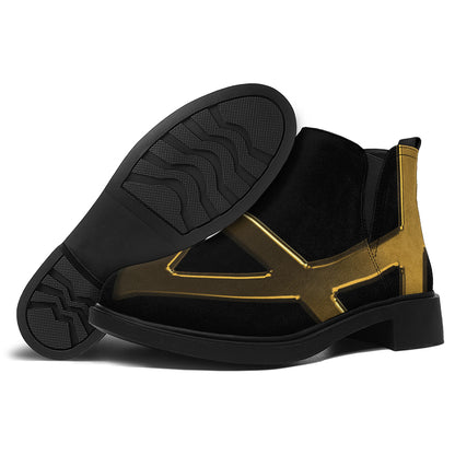 Golden Star of David Print Flat Ankle Boots