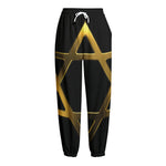 Golden Star of David Print Fleece Lined Knit Pants
