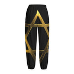 Golden Star of David Print Fleece Lined Knit Pants