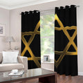 Golden Star of David Print Grommet Curtains