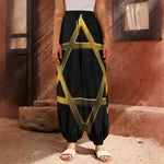 Golden Star of David Print Harem Pants