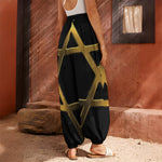 Golden Star of David Print Harem Pants