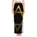 Golden Star of David Print High Slit Maxi Skirt
