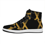 Golden Star of David Print High Top Leather Sneakers