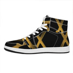 Golden Star of David Print High Top Leather Sneakers