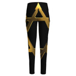 Golden Star of David Print High-Waisted Pocket Leggings