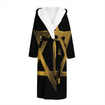 Golden Star of David Print Hooded Bathrobe