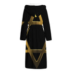 Golden Star of David Print Hooded Bathrobe