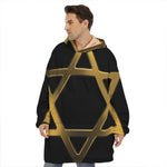 Golden Star of David Print Hoodie Blanket