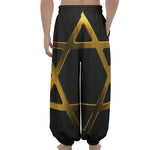 Golden Star of David Print Lantern Pants