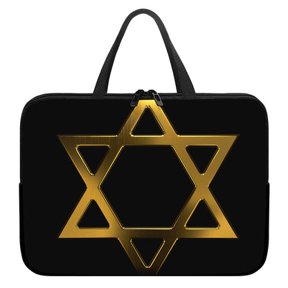 Golden Star of David Print Laptop Sleeve With Handle