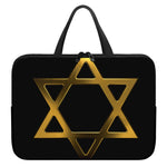 Golden Star of David Print Laptop Sleeve With Handle