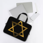 Golden Star of David Print Laptop Sleeve With Handle
