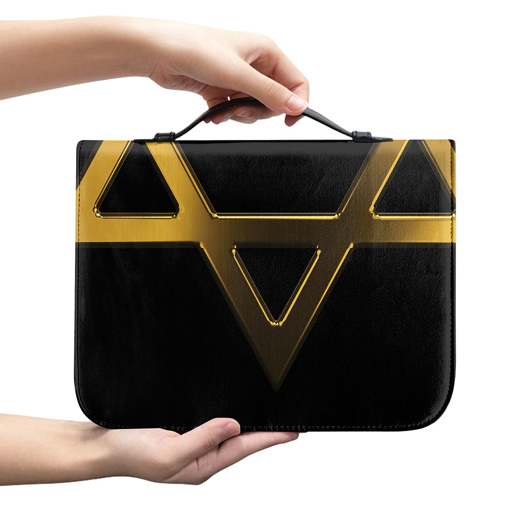 Golden Star of David Print Leather Bible Cover