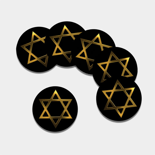 Golden Star of David Print Leather Coaster Set
